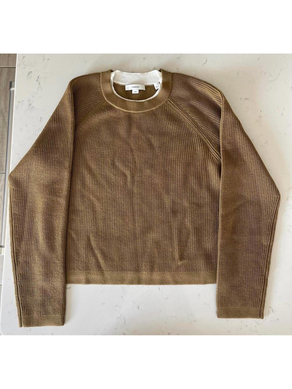 Vince Brown Ribbed Knit Sweater Medium